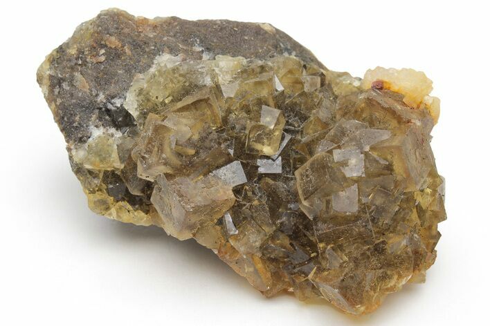 Gemmy, Yellow, Cubic Fluorite Cluster w/ Dolomite - Moscona Mine #219032